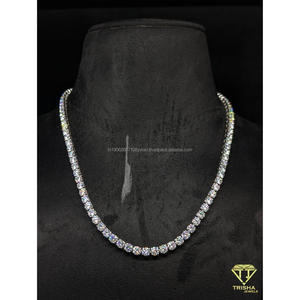 Collier chaîne tennis haut de gamme en argent plaqué, avec diamants de laboratoire, personnalisable - Product Image 1