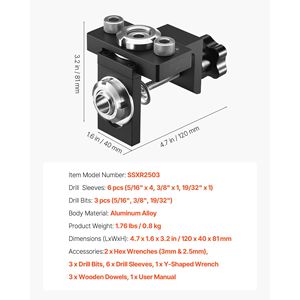 Kit di Punte Autocentranti in Lega di Alluminio con 3 Misure di Punte per Trapano per Giunti in Legno e Fori Diritti - Product Image 5