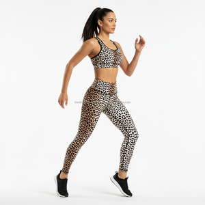 Conjunto de Yoga Sublimado de Cintura Alta Tallas Grandes Marca Privada: Sujetador Deportivo y Leggings para Mujer, Ropa Deportiva para Gimnasio, Venta al por Mayor OEM - Product Image 6