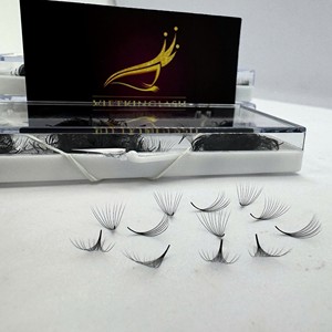 Supplier Premade Fans Mega Eyelash Extensions Synthetic Hair 10D-20D CC/DD/M/L Curl Natural Long Narrow Black Matte - Product Image 2