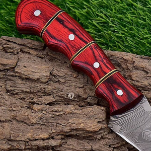 Couteau de Chef Professionnel Haut de Gamme en Acier Damas Ultra-Tranchant, Manche Intégral, Poignée en Bois Pakka, Fait Main, Écologique, avec Étui en Cuir - Product Image 4