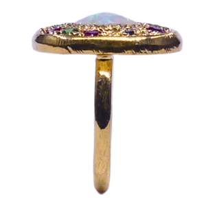 Anillo de Compromiso Clásico y Tradicional con Ópalo y Topacio Multicolor, Chapado en Oro sobre Plata de Ley, Anillos Finos y Elegantes - Product Image 3