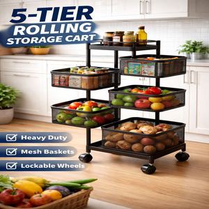 360 °   Chariot de rangement de cuisine rotatif multi-niveaux en métal |   Chariot de rangement pliable et mobile |   Usine OEM ODM |   EDPRMS000 - Product Image 2