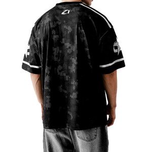 Maillot de football américain noir de qualité supérieure, col en V, motif camouflage, chemise de sport, logo personnalisé, service OEM, marque privée, vente en gros - Product Image 2