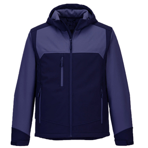 Veste softshell homme à capuche, tissu imperméable, couleur unie, avec poches, vêtement d'automne, coupe classique, matière polyester, OEM - Product Image 3
