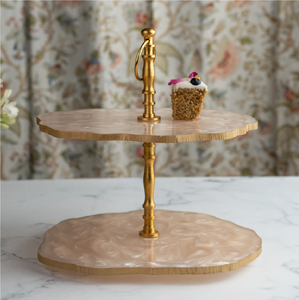 Epoxy Resin <b>Cake</b> Stand Pedestal for Elegant Party Display Home <b>Cake</b> Decor and Events 2 <b>Tier</b> <b>Cake</b> Display Stand - Product Image 1