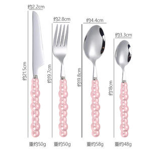 Juego de cubiertos metálicos Rooyal Look con mangos de perlas, apto para lavavajillas, perfecto para el hogar, bodas, cenas y mesas de comedor. - Product Image 1