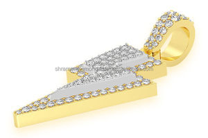 Bijoux pour enfants en argent 925, style hip-hop, minimalistes, personnalisés, pendentifs célestes en forme de foudre, plaqués or, avec diamants de laboratoire. - Product Image 5