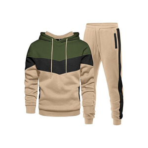 Color Blocking Hoodie and Matching Track Pants Set Casual Autumn Full Sleeve MEN'S 2-PIECE CASUAL LIGHTWEIGHT BREATHABLE - Product Image 1