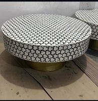 Table basse extensible moderne en os indien et nacre, taille personnalisable, meubles de salon écologiques