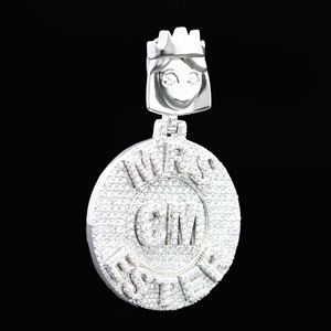 Colgante GIM Iced de dibujos animados, chapado en plata, aleación con diamantes de imitación, temática Hip Hop, amuleto unisex, regalo - Product Image 1