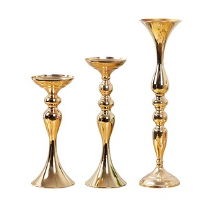 Golden Brass Candlestick Holders Set of 3 Tiered Decorative Home Wedding Table Centerpiece - Product Image 3