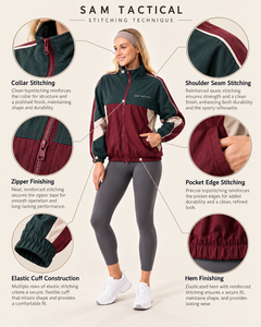 Chaqueta deportiva de mujer con bloques de color, cuello alto, cierre de cremallera, cortavientos, para primavera, precio económico, venta al por mayor, OEM - Product Image 4