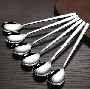 Best Sale Stainless Steel Dessert Spoon 4 <b>Pieces</b> Of <b>Set</b> Cutlery Long handle Wholesale Dessert And <b>Dinner</b> Spoon - Product Image 2