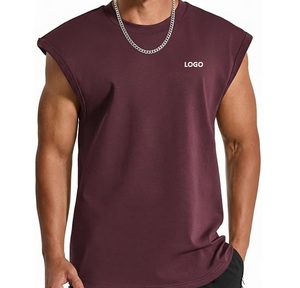 เสื้อยืดออกกำลังกายผู้ชาย แขนกุด ผ้าฝ้ายคุณภาพสูง ระบายอากาศได้ดี สำหรับฟิตเนสและออกกำลังกาย พิมพ์โลโก้ได้ตามต้องการ - Product Image 3
