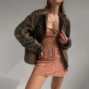 Chaqueta de Cuero para Mujer, Superventas, Corte Ajustado, Estilo Casual, Invierno, Tejido Liso Teñido, Corte Holgado, Transpirable, Ecológica - Product Image 4