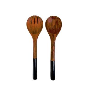 Juego de utensilios para ensalada de madera de acacia con esmalte, ecológico, apto para lavavajillas, utensilios para ensalada para el hogar y la cocina, hecho en India. - Product Image 1