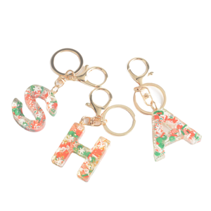 Porte-clés personnalisés en résine écologique et durable, lettres de l'alphabet, logo personnalisé, motifs de fruits, chiens, pandas, animaux, faits à la main - Product Image 3