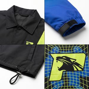 Blouson de coach universitaire surdimensionné en nylon personnalisé pour homme XS, coupe-vent imperméable style streetwear, impression graphique OEM, color block, vêtement d'extérieur - Product Image 4