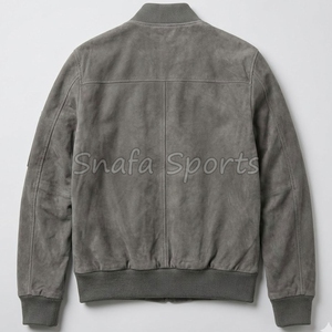 Veste en cuir pour homme de haute qualité avec logo personnalisé, tissu en toile, coupe-vent, respirante, design streetwear - Product Image 2