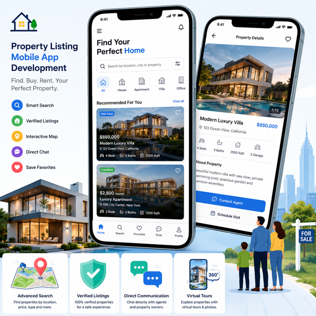 Advanced Real Estate Mobile App Development Property Finder Listings Agents Chat Android MAC/Linux/ Multi-language Stock