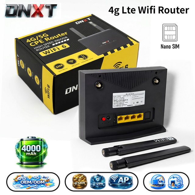 DNXT Portable Wifi Modem RP-SMA WPS Lte Router 1WAN/4LAN Cat4 Modem Wifi Universel 4000mAh AP Mode Router Usb Wifi for Office