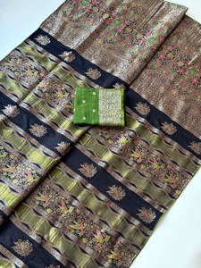Sari de créateur, vêtement ethnique, sari de mode féminine, sari à pallu riche, sari jacquard, sari tissé, sari de luxe, sari tendance - Product Image 2