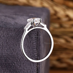 แหวนหมั้นเพชรที่โตขึ้นพร้อมกับ Baguette เรียวทอง10K สามชิ้นแหวนแต่งงานและครบรอบ - Product Image 5