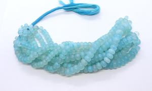 Cuentas de Calcedonia Azul Agua Natural en Forma de Rondelle Lisa de 7-10 MM, Cuentas de Piedra Preciosa de Calcedonia Azul Agua en Forma de Rondelle de 16 Pulgadas para Joyería - Product Image 6