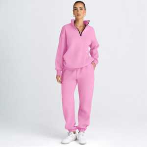 <b>Women's</b> Winter Streetwear Solid Eco-Friendly Breathable Oversized Sweatsuits Cozy Lounge Sets <b>Quarter</b> <b>Zip</b> Pullover Baggy - Product Image 6