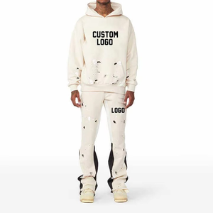 Ensemble de survêtement streetwear tendance 100 % coton personnalisé, pantalon de survêtement évasé de haute qualité, sweat à capuche unisexe vierge et ensemble jogging évasé pour homme - Product Image 6