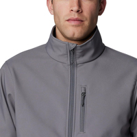 Veste softshell grise pour homme sur mesure, col montant, fermeture éclair, style décontracté, coupe-vent, vêtement d'automne, coupe régulière
