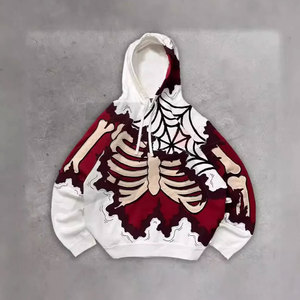 Sudadera con Capucha Estilo Gótico Punk para Hombre, Diseño de Esqueleto y Telaraña 3D, Corte Holgado, 100% Algodón Ecológico para Invierno - Product Image 5
