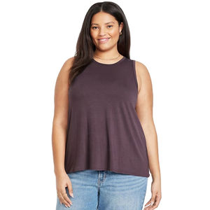 Débardeur sans manches pour femme, coupe ample, uni, col doux, en mélange de coton et fibre de bambou tricotée, idéal pour l'été – Vente en gros OEM personnalisée - Product Image 1