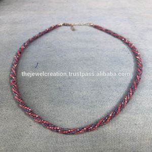 Collar de Cuentas de Labradorita Natural de 2mm con Recubrimiento, Facetadas en Forma de Rondelle, con Cierre de Langosta Anudado a Mano - Product Image 2