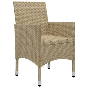 Conjunto de Bistró de Ratán Sintético Beige con Acero con Recubrimiento en Polvo y Vidrio Templado para Muebles de Patio - Product Image 6