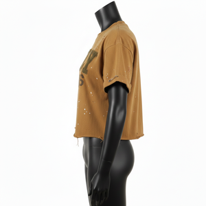 เสื้อครอปท็อปผู้หญิง ผ้าคอตตอนเจอร์ซีย์พรีเมียม ระบายอากาศได้ดี สีน้ำตาล สไตล์วินเทจ พิมพ์โลโก้ได้ตามต้องการ เสื้อครอปท็อปผู้หญิง ระบายอากาศได้ดี - Product Image 3