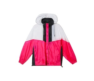 Ropa informal ligera personalizada con cremallera, chaqueta cortavientos ajustada para mujer, Patchwork, Color, correr, de talla grande, transpirable, con capucha - Product Image 1