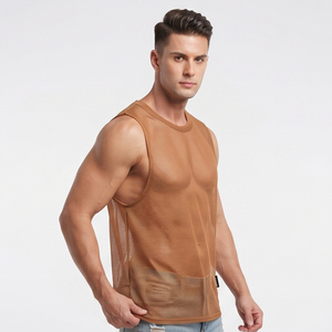 Débardeur en maille transparente pour hommes – Collection été tendance – Gilet en maille ultra-fine pour hommes – Vente en gros - Product Image 4