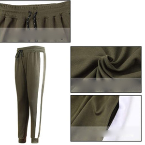 Ensemble de survêtement pour homme vert olive à capuche, manches longues, fermeture éclair, poches latérales, tenue décontractée d'automne, design rayé, coupe régulière - Product Image 4