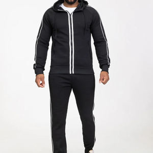 Ensemble de survêtement pour homme à capuche et fermeture éclair intégrale, en coton doux, deux pièces, hiver, décontracté, streetwear, respirant - Product Image 1
