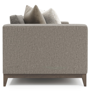 Sofá moderno de tela de tres plazas con patas de madera, respaldo firme y brazos cuadrados para sala de estar - Product Image 5