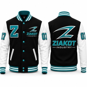 ZIAKOT Men's Black <b>White</b> Red Varsity <b>Jacket</b> With Z Logo Heat Transfer Printing Casual Autumn Wear - Product Image 4