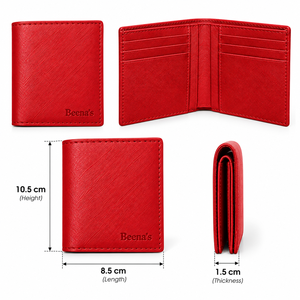 Mens Vintage Saffiano <b>Genuine</b> <b>Leather</b> Foldable Bifold <b>Wallet</b> with Polyester Lining Short Size for Daily Use - Product Image 2
