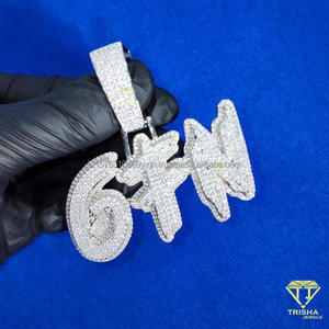 Luxury " PFG " Letter Necklace Iced Out Diamond Pendant Hip Hop Jewelry For Men - Product Image 2