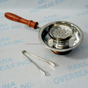 Stainless Steel Incense Burner with Wooden Handle Round <b>Catch</b> <b>Tray</b> Removable Perforated Bowl for Resin Bakhoor Aroma Home Temple - Product Image 2