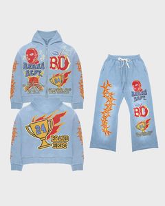 Conjunto Deportivo Gráfico de la Marca Dept en Gris Oscuro |   Sudadera con capucha extragrande y pantalones deportivos |   Conjunto a juego de ropa urbana Trophy Flame OEM - Product Image 3