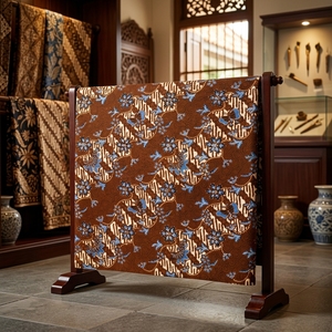 Handcrafted Indonesian Hand Drawn Batik Tulis Cotton Fabric Traditional Lereng Kembang Api Sogan Blue Premium Textile Cloth - Product Image 5