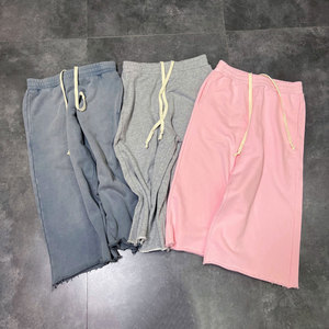 Manufacturer Custom Blank Baggy Wide Leg Terry Cotton Cropped Sweatpants <b>Three</b>-<b>quarter</b> Length Long Sweat <b>Shorts</b> <b>Men</b> - Product Image 2