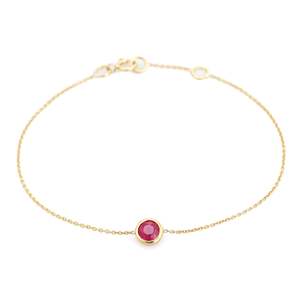 14K Solid Gold Solitaire Ruby Chain <b>Bracelet</b> <b>for</b> <b>Girlfriend</b> - Product Image 5
